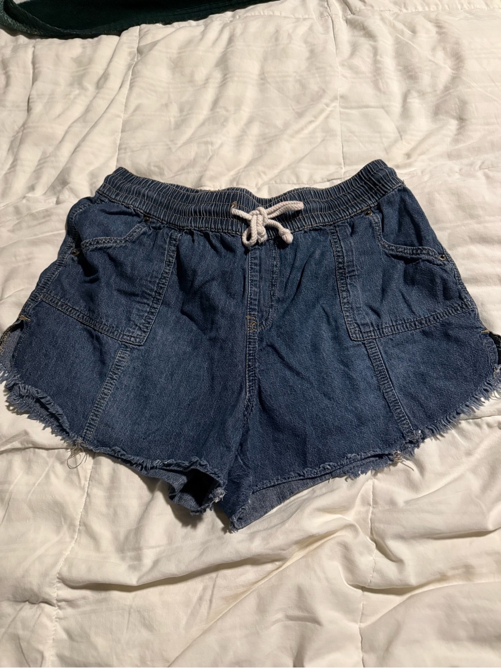 Maurices Dark Blue Denim Drawstring Shorts
